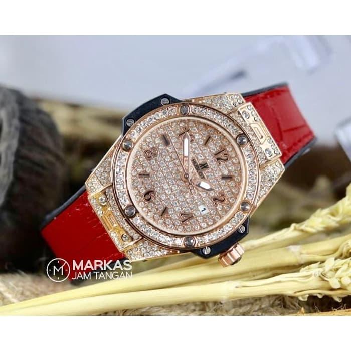 Jam Tangan Wanita HUBLOT Classic Date Full Diamond Leathers Watch