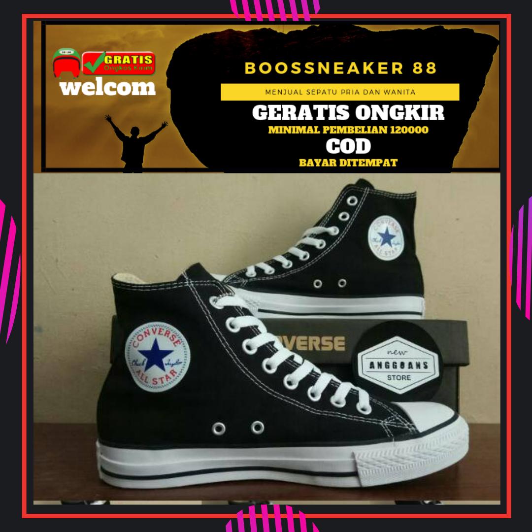ORIGINAL SEPATU CONVERSE01 ALL STAR CHUCK TAYLOR HITAM BOOT SEPATU SEKOLAH COD + BOXASB-03