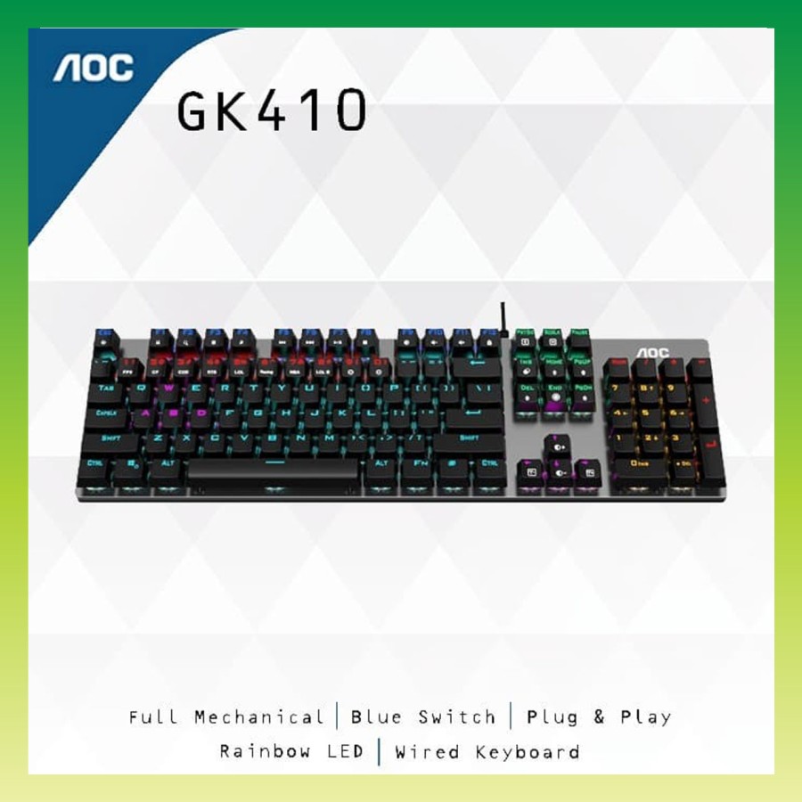 Gaming Keyboard Mechanical AOC GK410 (Running RGB Rainbow LED) | Lazada ...