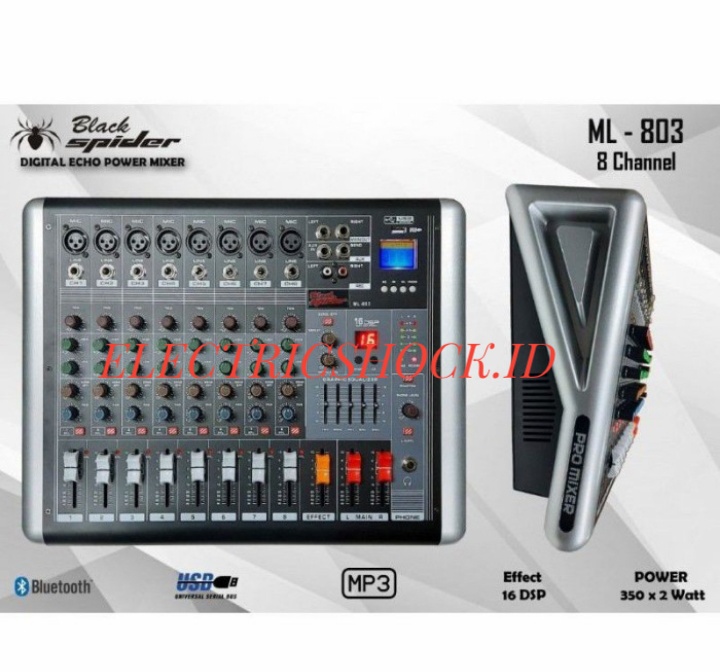 POWER MIXER BLACK SPIDER ML 803 / ML803 8CHANNEL ORIGINAL Lazada