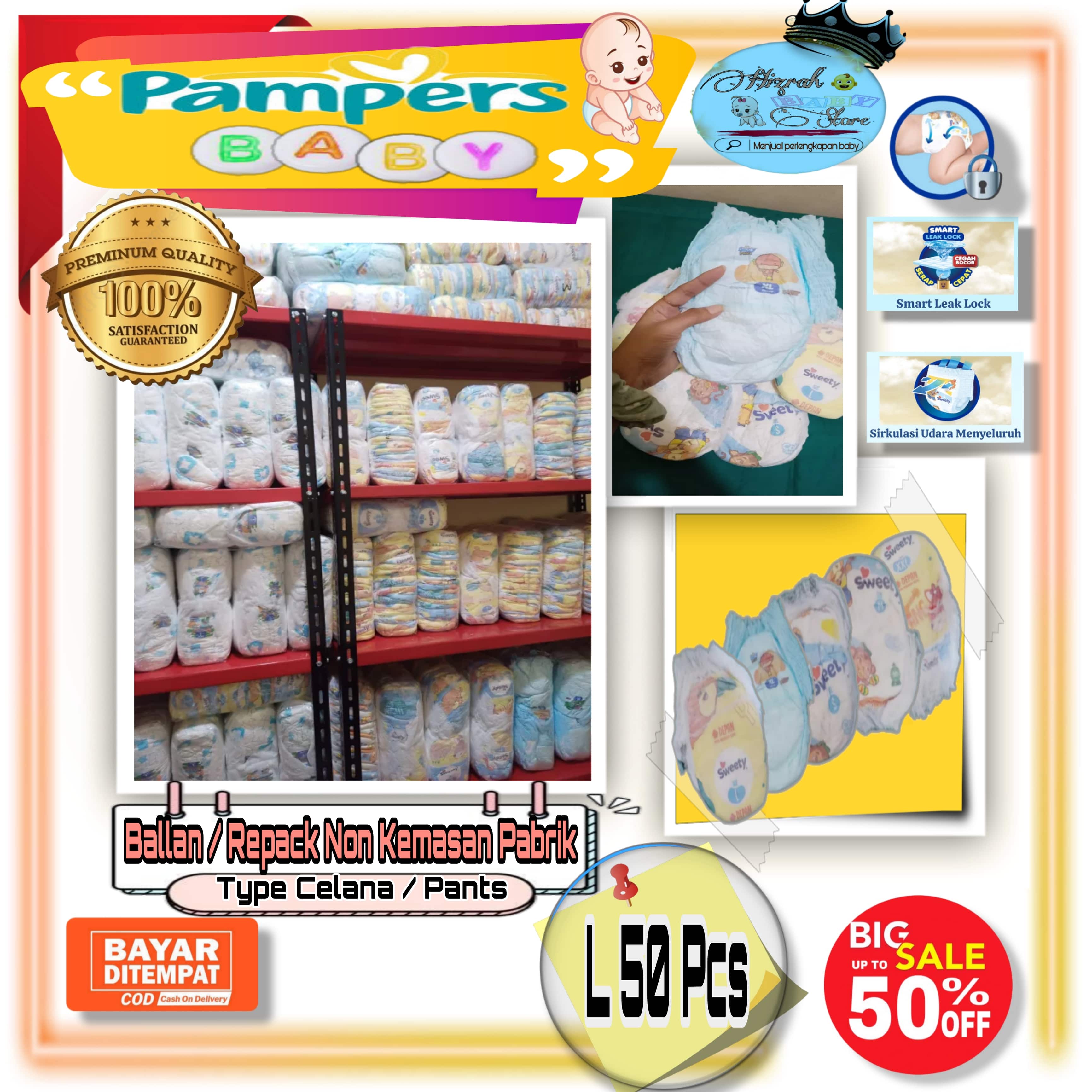 Pampers Ballan Isi 50 Ukuran L Murah Pampers Sweety Repack Pampers