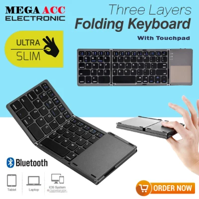 Foldable Bluetooth Keyboard Magnetic With Touchpad - Keyboard Lipat