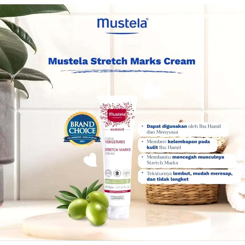 Mustela Stretch Mark Cream Creme Vergetures Maternite 150ml Perawatan  Stretch Mark