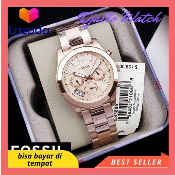 Jam Tangan Wanita Merk Fossil Original Arloji Wanita Fossil ES3885 Jam Analog Wanita Asli Stainless Steel Warna Silver