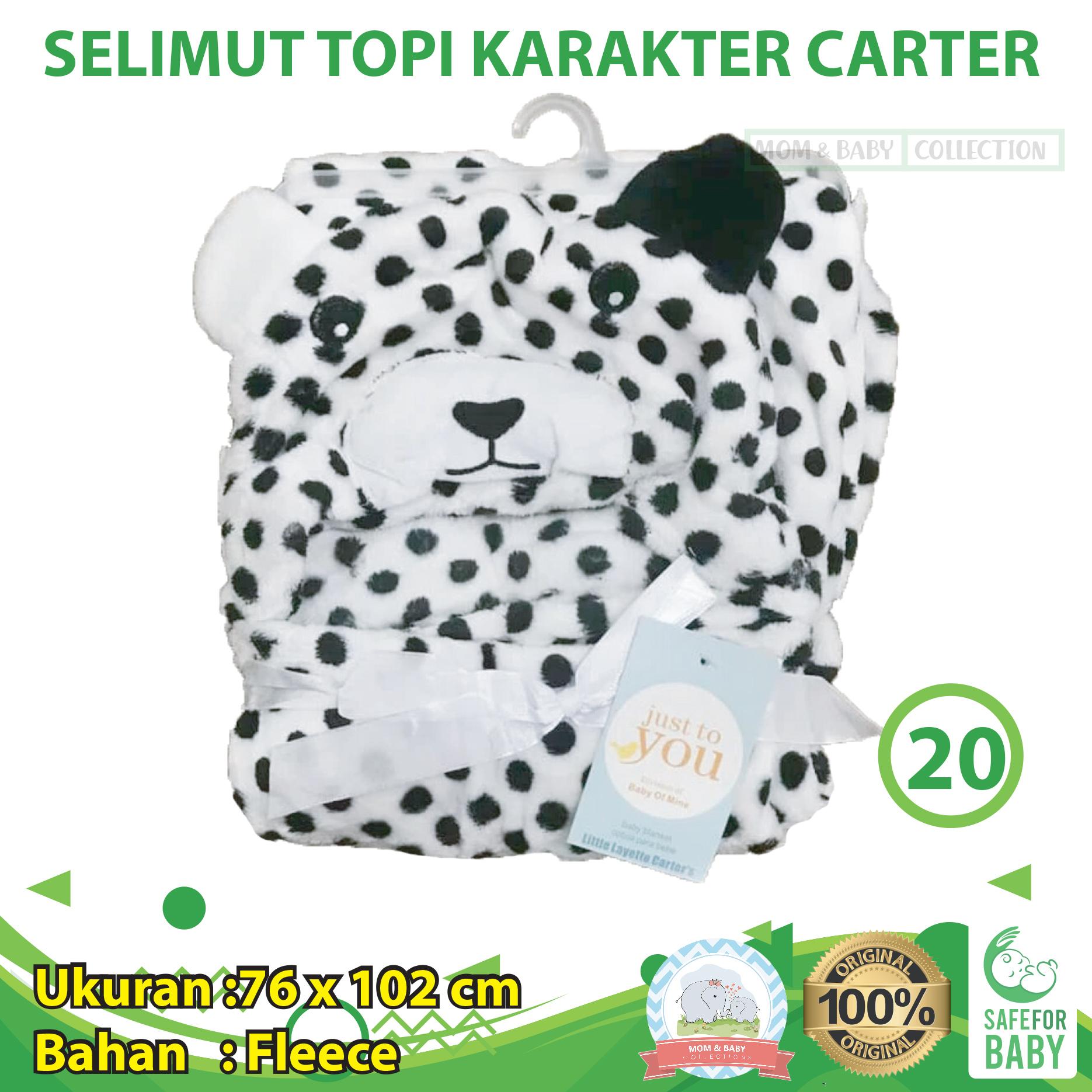 MomBaby Selimut Topi Double Fleece / Selimut Hoodie 3D / Hoodie Blanket Tudung / Selimut Topi Animal - Beruang Polkadot