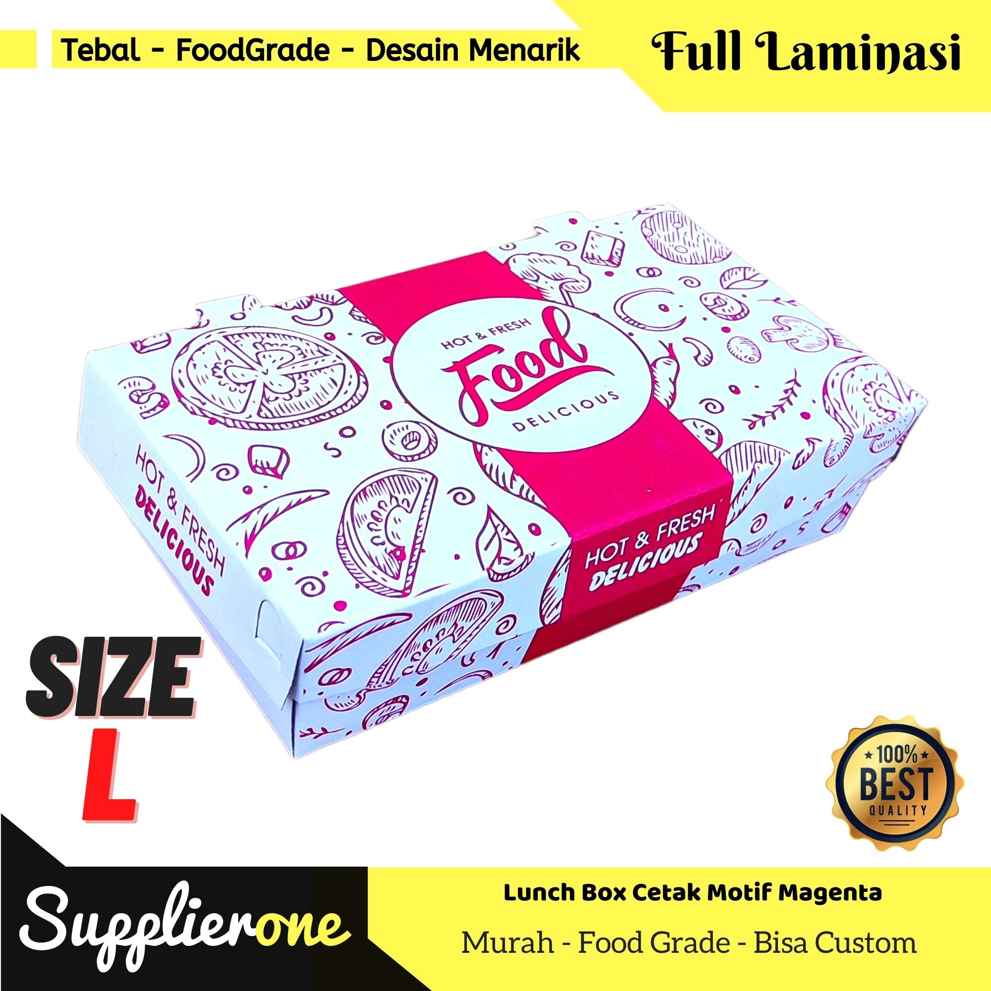 Lunch Box Paper Motif Cetak M Isi 50 Pcs / Paper Lunch Box / Lunch Box