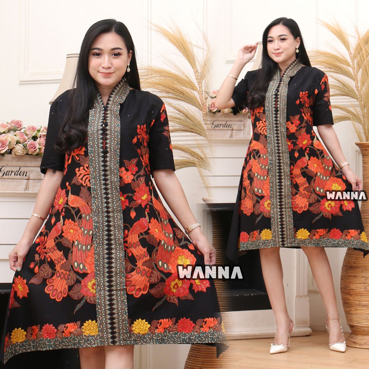 Contoh DRESS BATIK CANTIK ELEGAN model TUNIK LENGAN PENDEK KEKINIAN