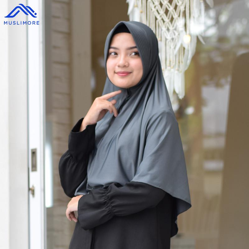 Muslimore - Jilbab Kaos Hijab Pad Antem Kerudung Instan Daily Khimar Balon Spandex Ukuran M (70 X 100)
