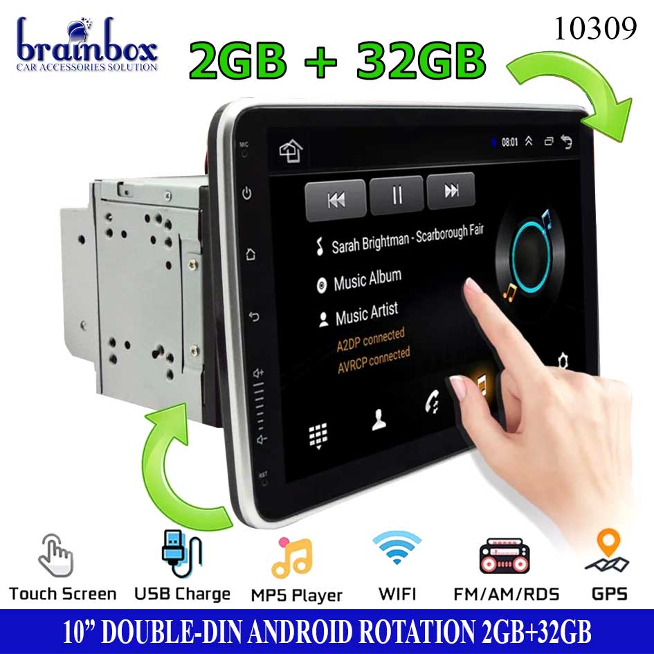 Headunit Android Double Din 10 Inch 2GB + 32GB Rotation LCD TV Mobil