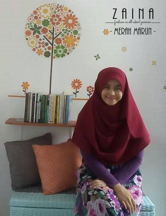 Zaina Pashmina Jilbab Instan Merah Maroon / DZA Laris Fashion