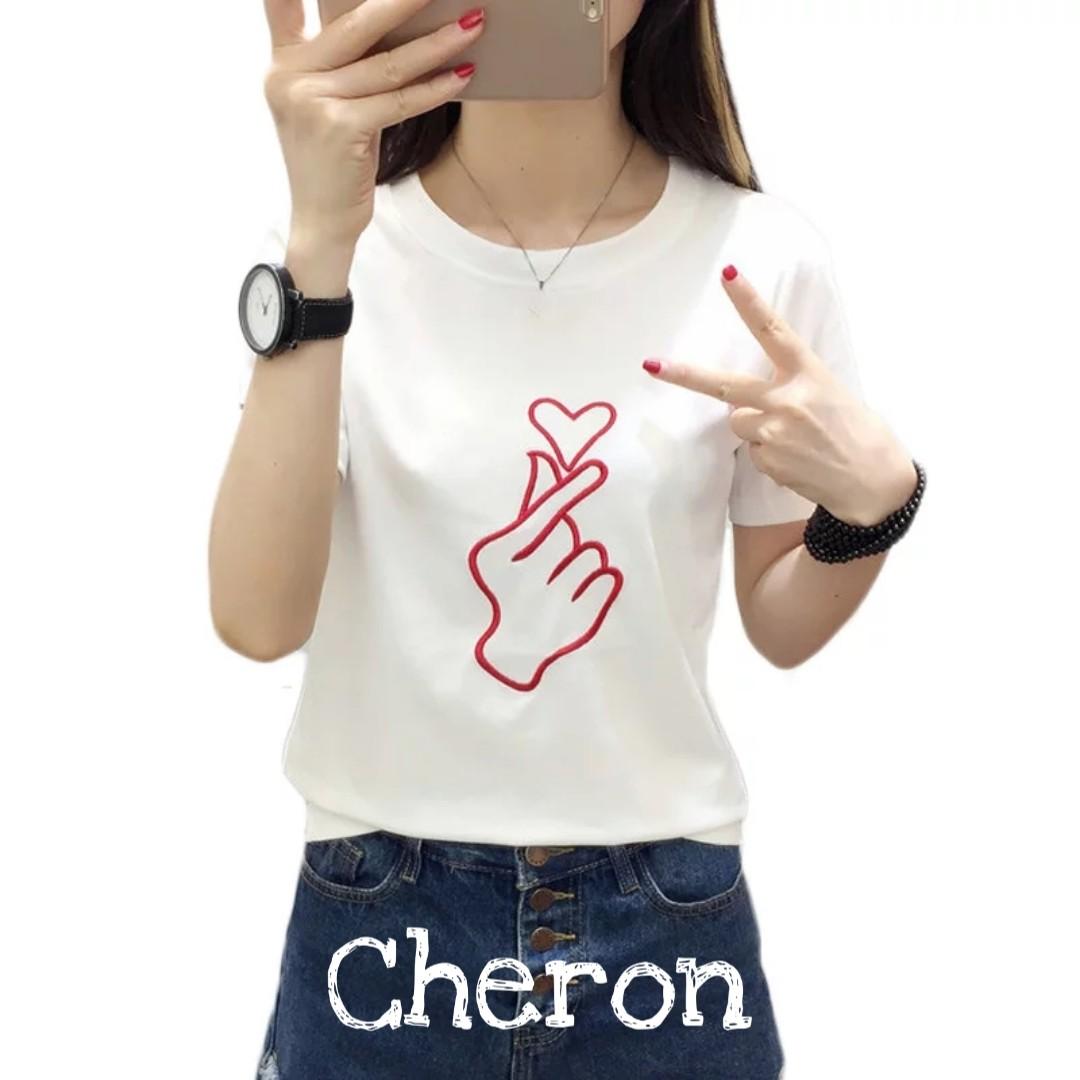 CHERON 16022 16549 16579 Kaos Oblong Wanita Baju Distro Cewek Atasan Kekinian Murah Lengan Pendek Tumblr Tee Casual T Shirt Cotton Combed Tshirt