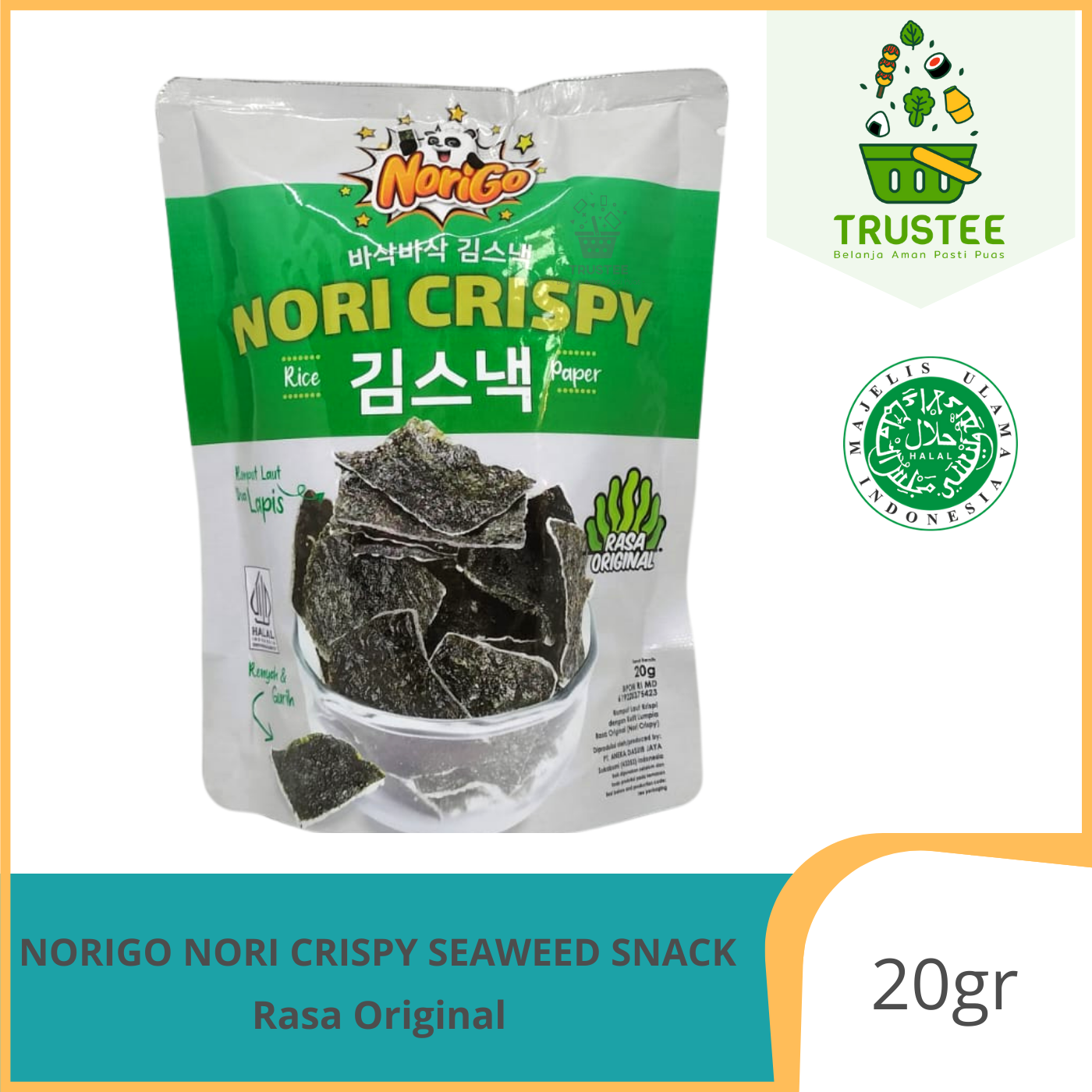 Norigo Nori Crispy ORIGINAL / Seaweed Snack / Rumput Laut Krispi Halal