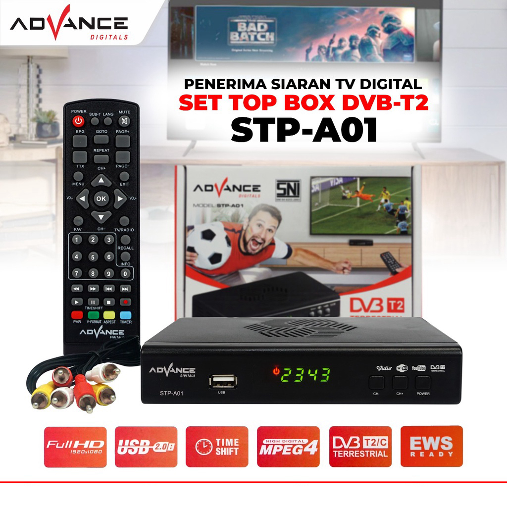 Set Top Box STB ADVANCE STP AO1 V3 DVBT2 Receiver Sinyal TV Digital Lazada Indonesia