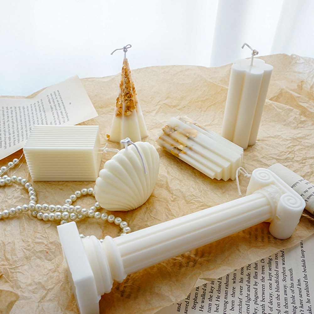 NOELT Handmade Plastic Material Columnar Acrylic Candle Making Molds Ice Flower Embossed Wax Model Candle Mold Aromatherapy Home Deor