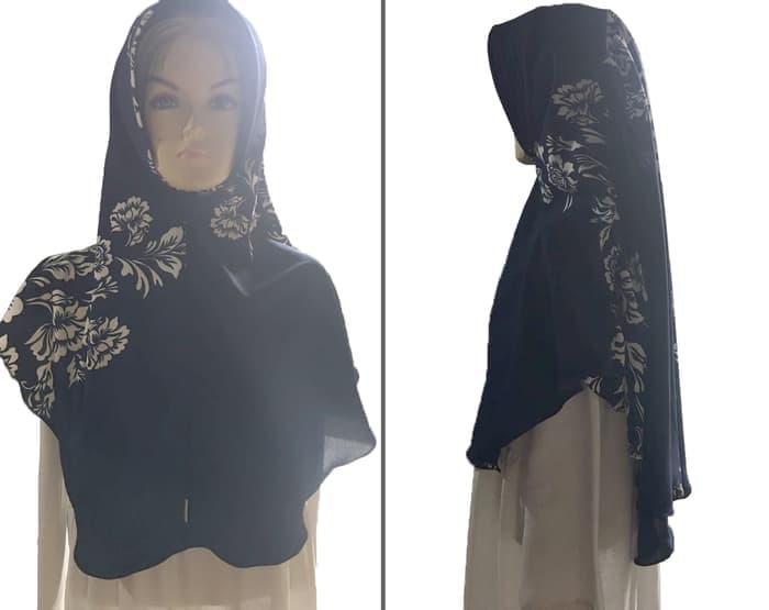 TERLARIS JILBAB INSTAN SEGITIGA 3 IN 1 BATIK PET ANTEM - MOCCA / DZA Laris Fashion
