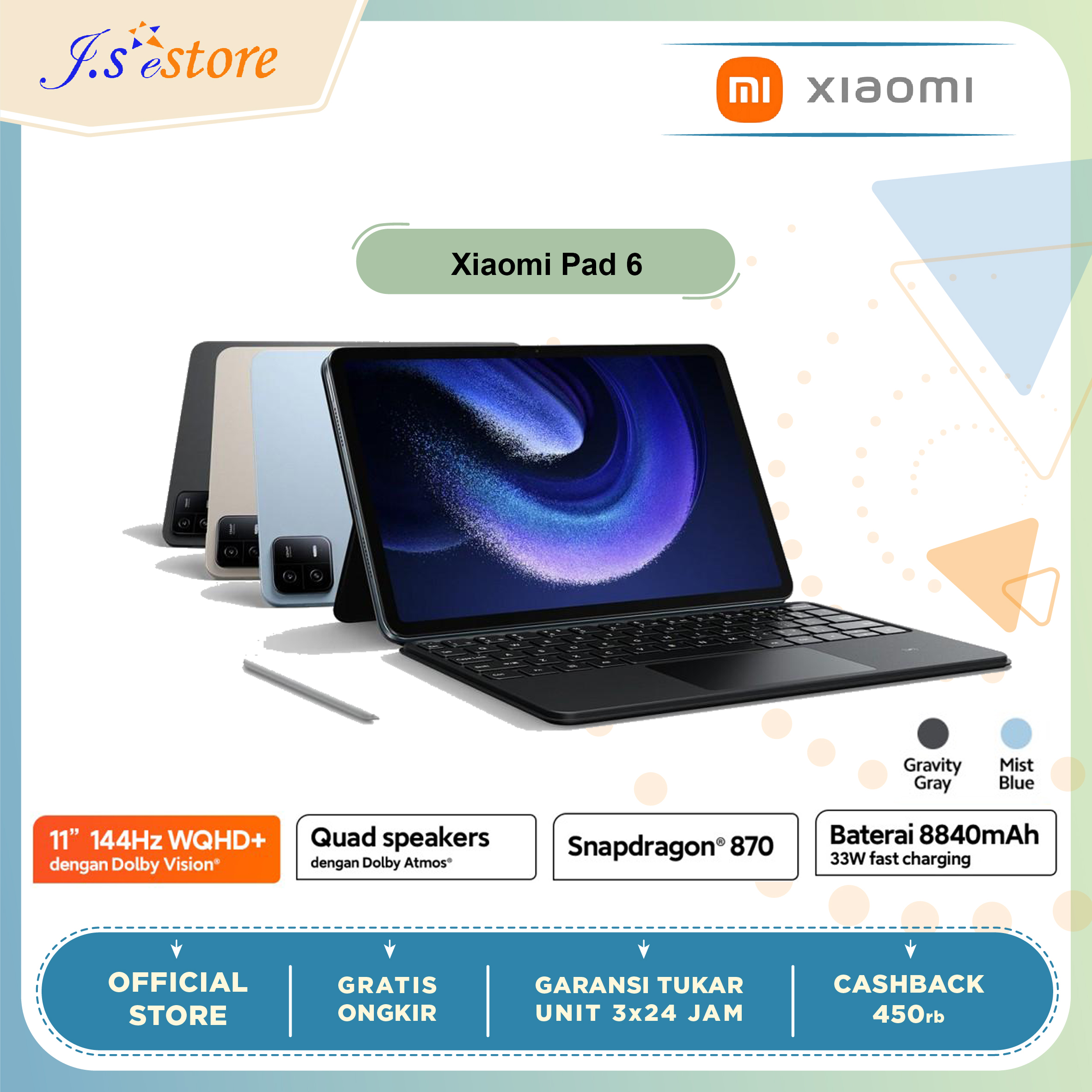 Xiaomi Pad 6 8/256GB Snapdragon 870 Garansi Resmi - Biru | Lazada Indonesia