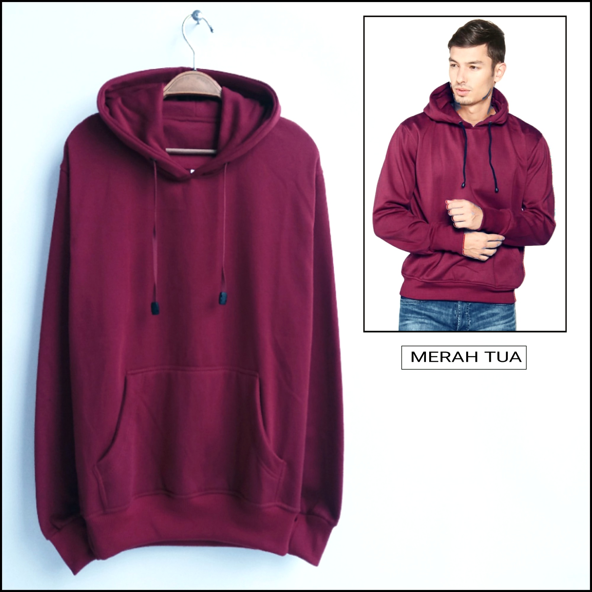 Sweater hoodie hotsell merah maroon