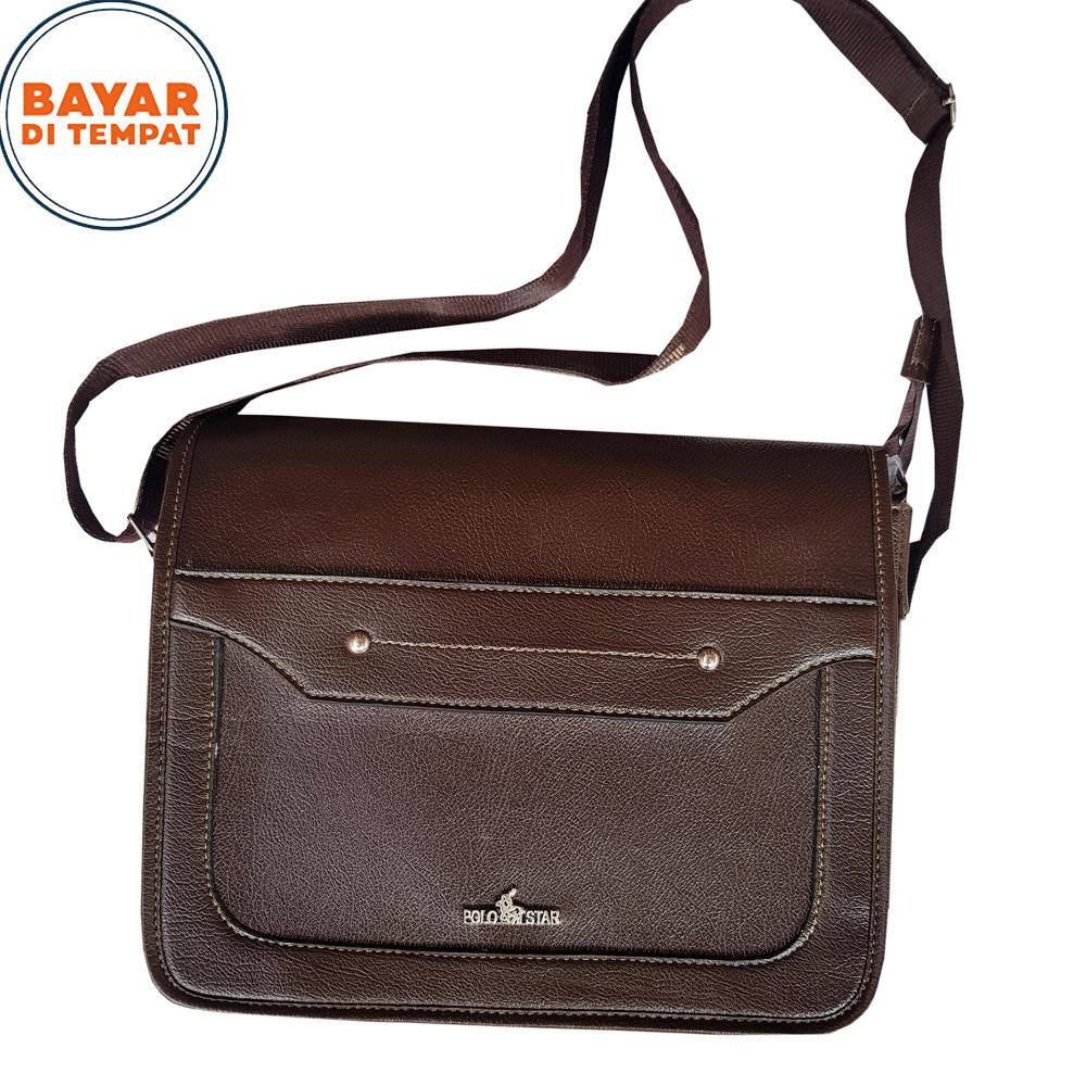 Tas Kantor SX-006L Tas Selempang Pria Tas Kantor Tas Formal Size 12 Inch untuk Laptop Tas Laptop Tas Casual Tas Sekolah Tas Kerja Tas Kulit Tas Anti Air Crossbody Bag Tas Fashion Pria dan Wanita - Coffee