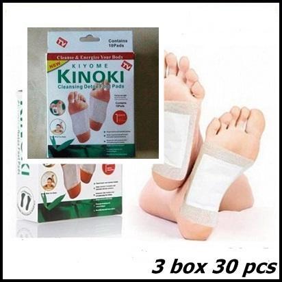Kinoki White Detox Foot Pads (Koyo Kaki Herbal) - Putih 3 Box Isi 30 Pcs