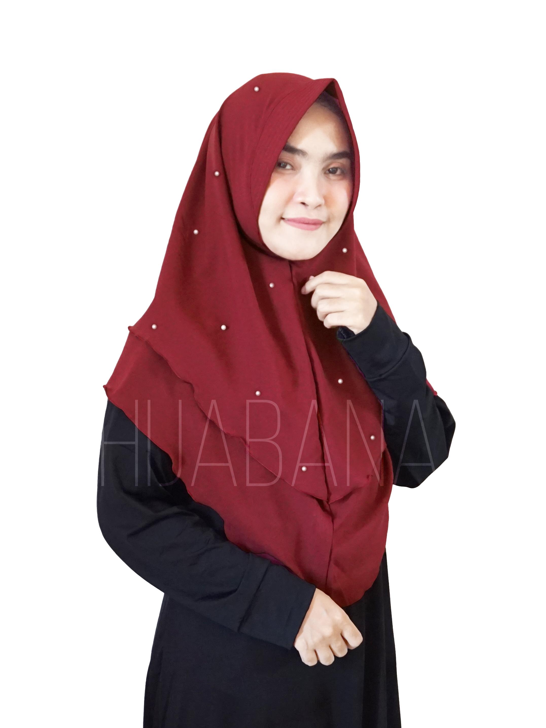 HIJABANA Hijab Instan Thalia Pearl 2 Layer Ped Pad - Kerudung Pesta 2 lapis - Jilbab Instan Pesta Mutiara - Hijab Swarosky