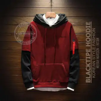 sweater hoodie merah maroon