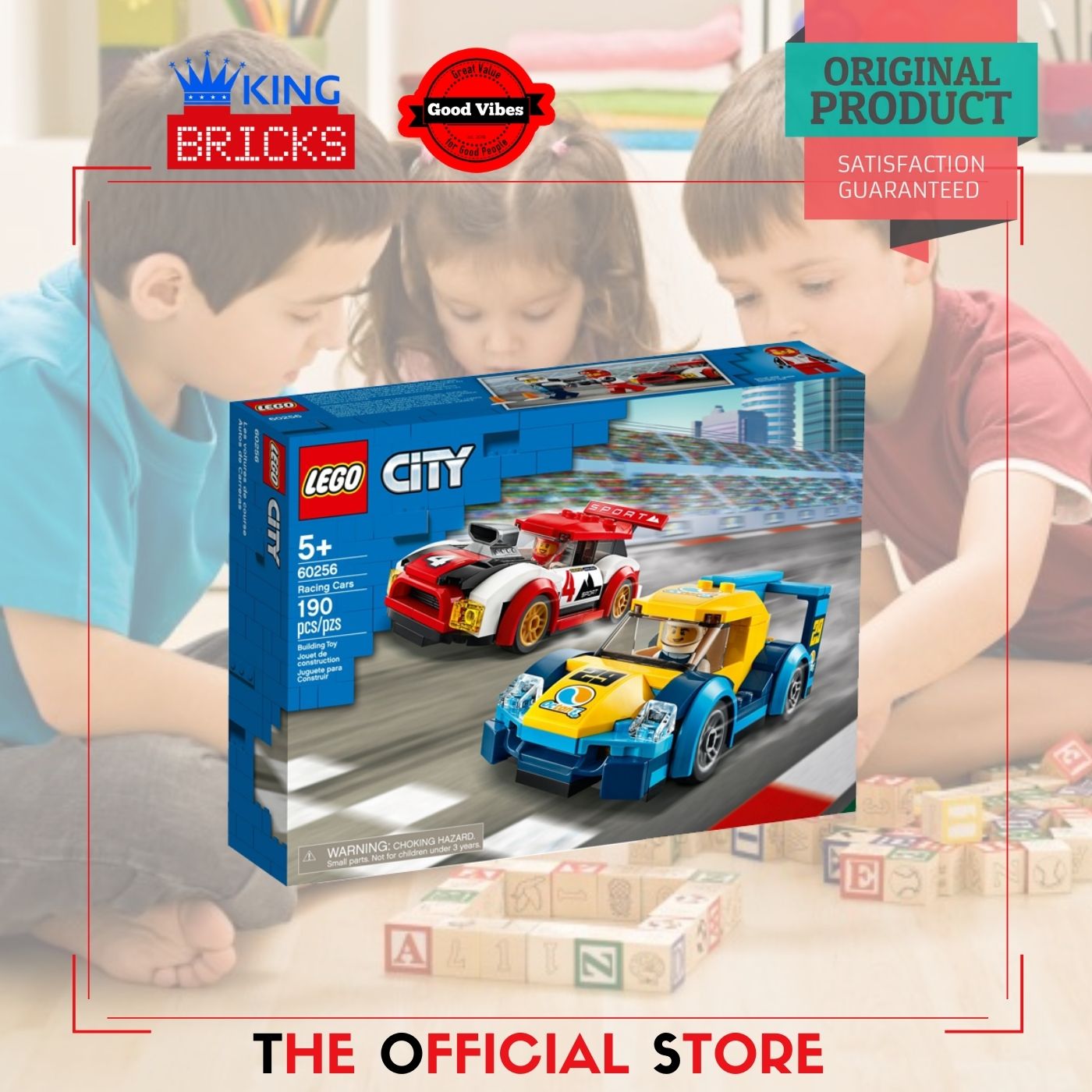 LEGO Original CITY 60256 Racing Cars Mainan Anak Edukasi Kreatif