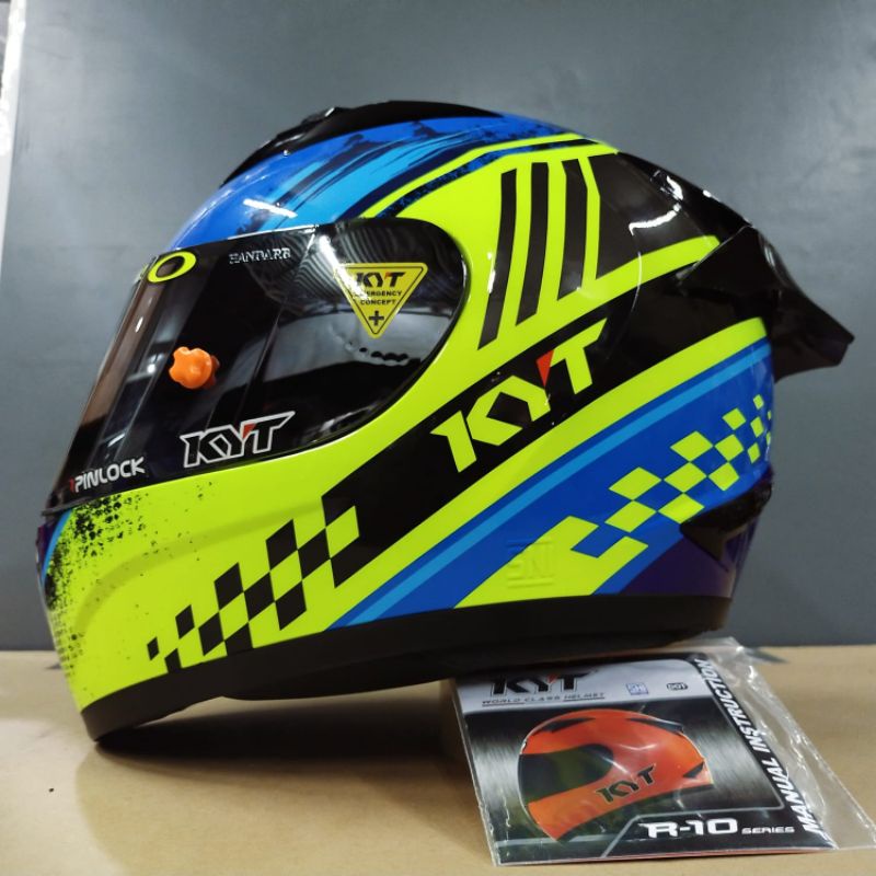 Helm Full Face KYT R10 Aqua Blue Original Helm Pria Helm Murah