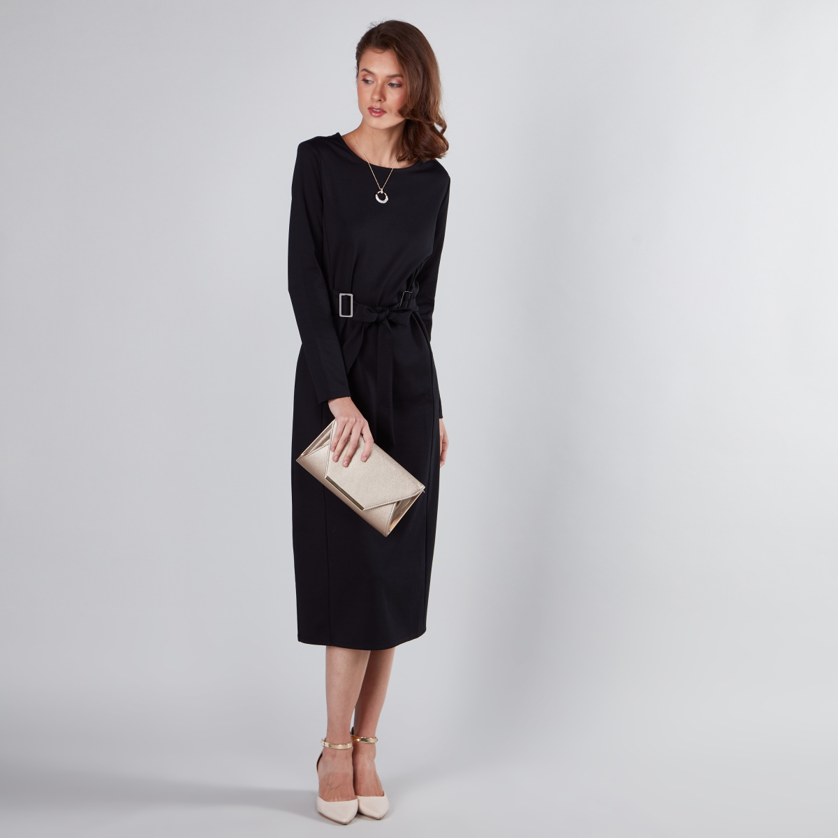 Max Fashions Plain Midi A-line Dress 