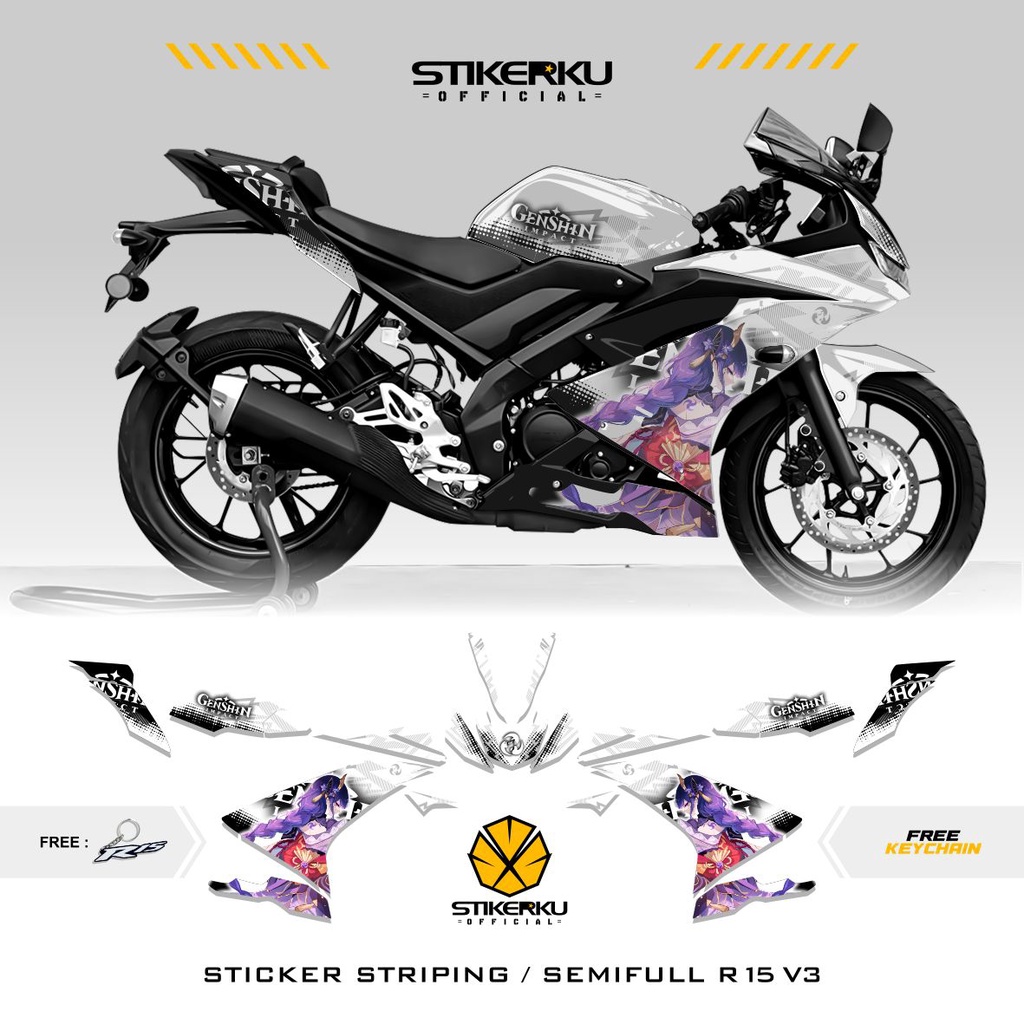 STICKER R15 V3 STRIPING EDISI GENSHIN IMPACT / YAMAHA R15V3 / SEMIFULL ...