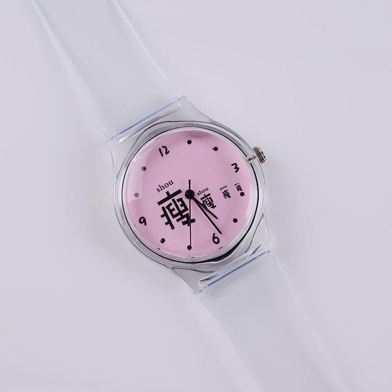 Warna Merah Jambu perasaan gadis Imut Jam Tangan Siswa perempuan Putri Alay Gaya Korea minimalis Jam tangan elektronik Silikon Anti Alergi Skala