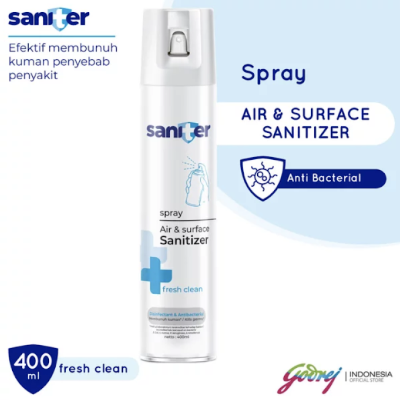 Saniter Air Sanitizer Aerosol 400 Ml-Cairan Penyemprot Disinfektan ...