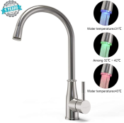 FLEWWER Stainless Steel LED Kitchen Sink Faucet