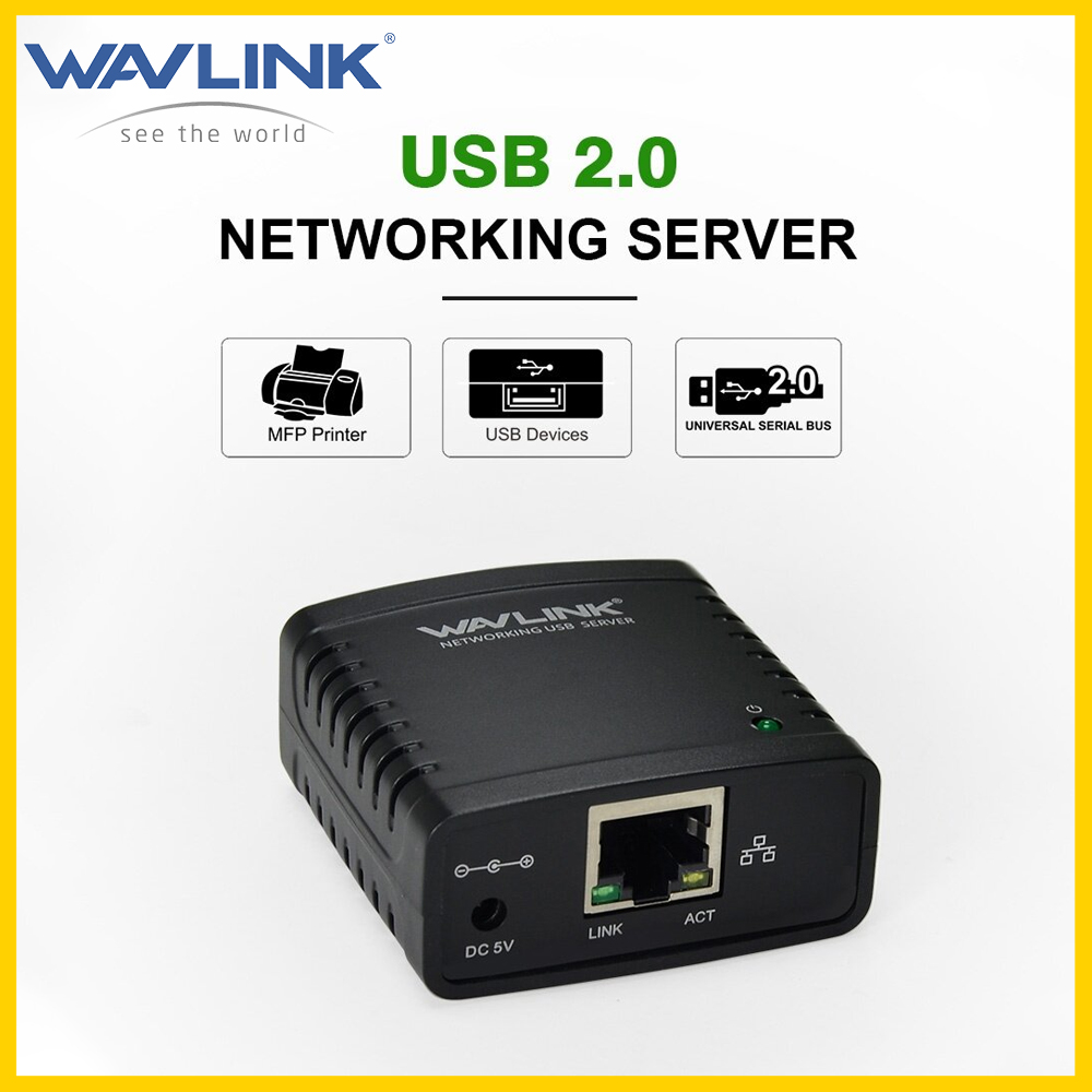 Wavlink 100Mbps to USB 2.0 Network LPR Print Server 10/100Mbps Networking USB HUB USB