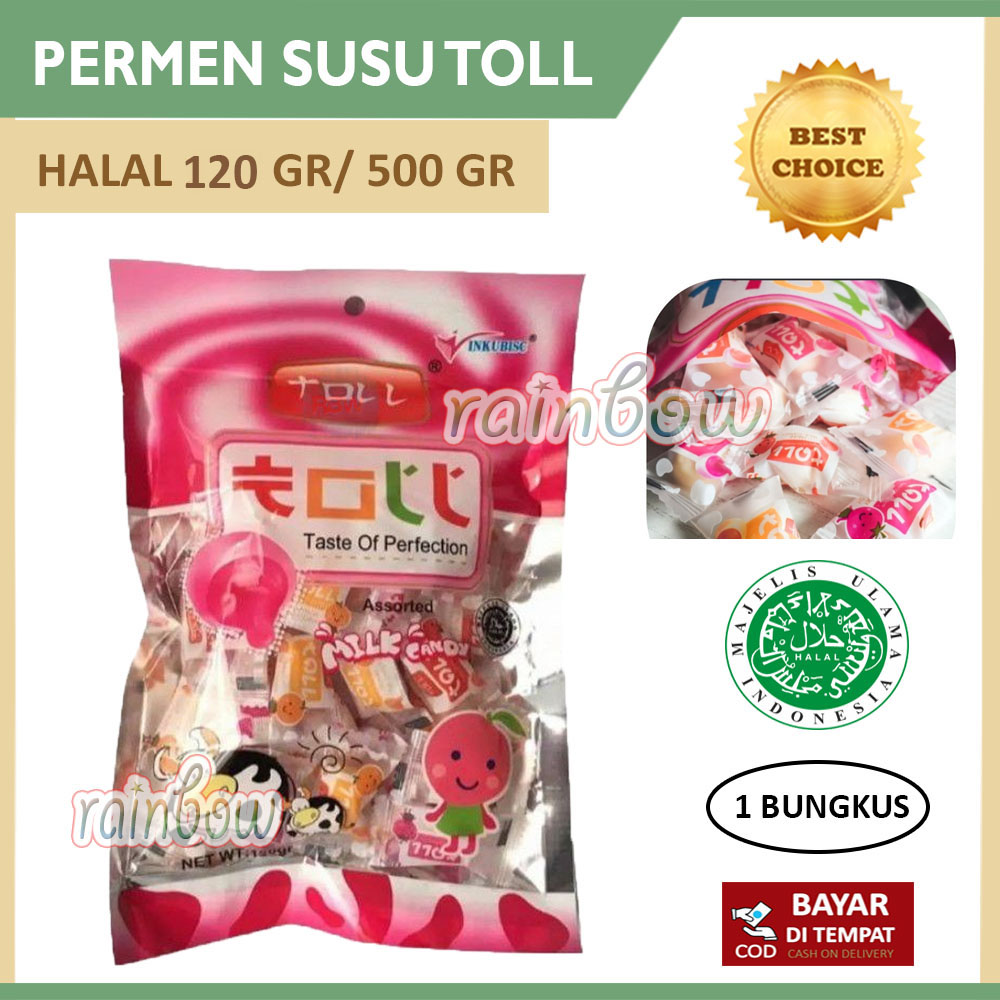 rainbow Permen Susu Halal 120 gram / 500 gram Permen Susu Toll Milk