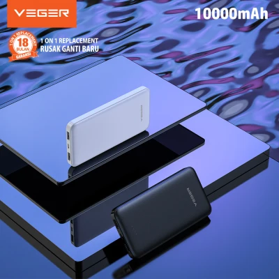 [HANYA DILAZADA] VEGER Powerbank X109 10000mAh 2 Ports USB Output 2.4A Slim Real capacity