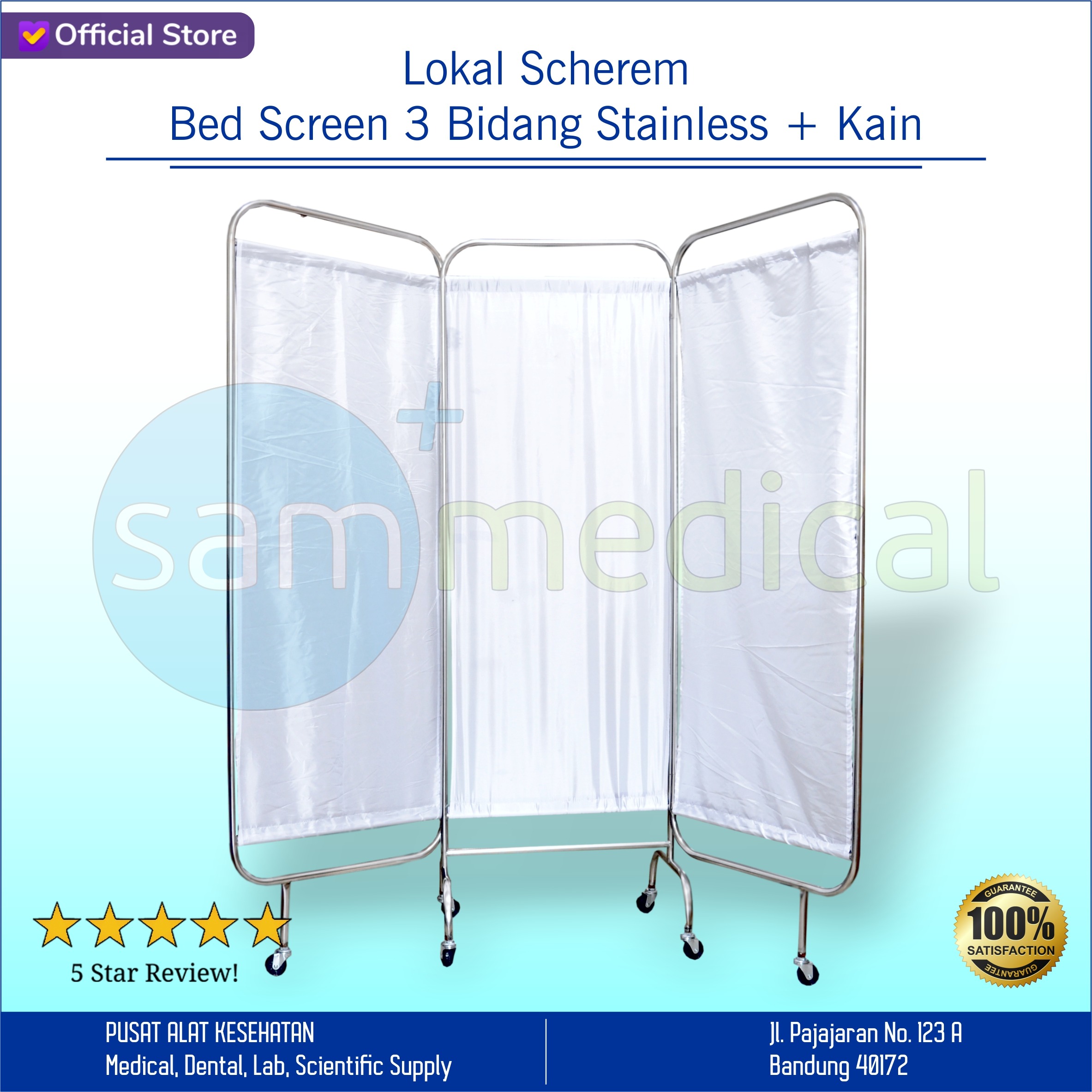 F Lokal Scherem Bed Screen 3 Bidang Stainless Plus Kain Lazada