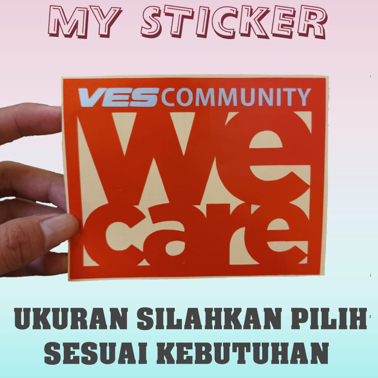 CUTTING STIKER LOGO VES COMMUNITY WE CARE | UKURAN 10X12.5 CM | STIKER ...