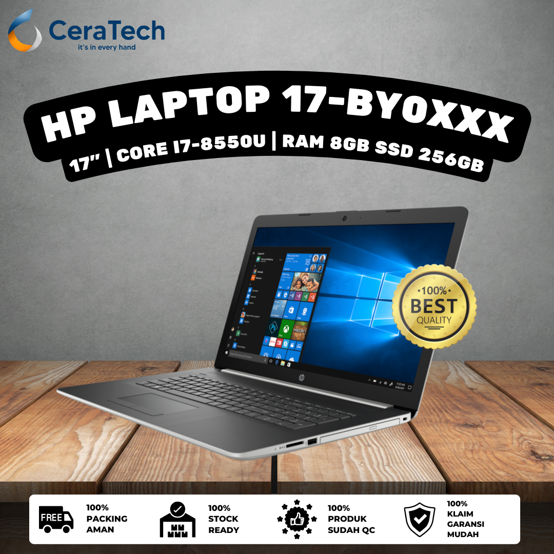 HP LAPTOP 17BY0xxx / Core i7 Gen 8 RAM 8GB SSD 256GB / SECOND MURAH
