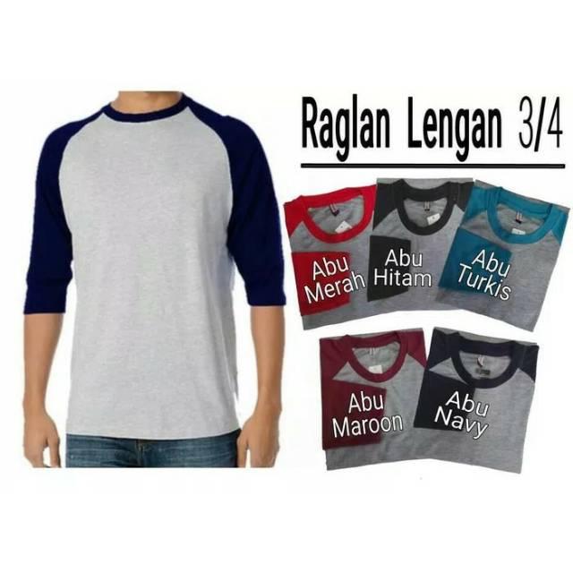 Kaos Raglan Lengan 3/4 MurahAbu merah M () (Abu merah M)