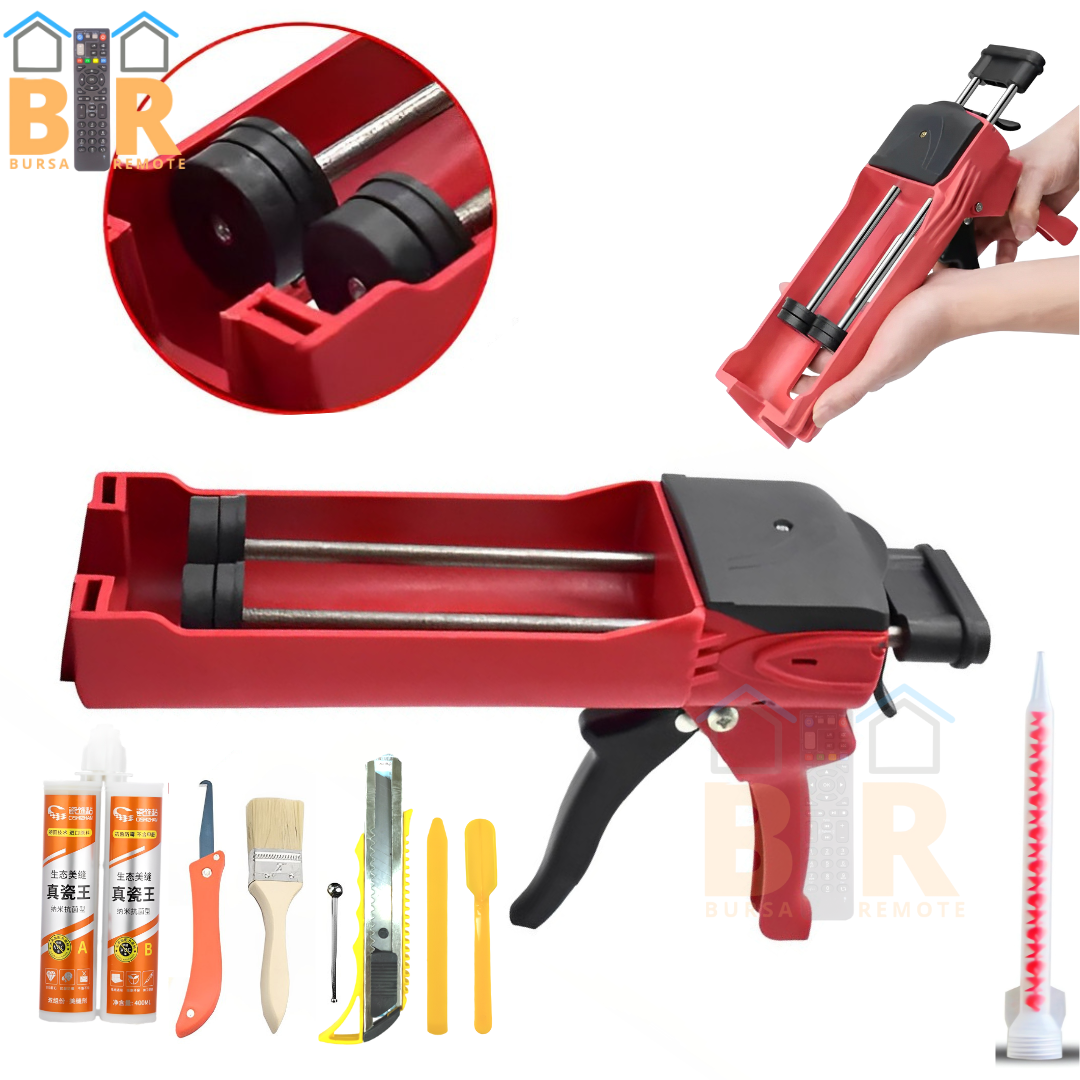Pistol Tembak Lem Silicone Double Caulking Gun Sealant Chemical Manual