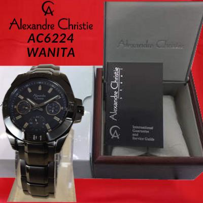 jam tangan alexandre christie original / jam tangan wanita alexander cristie original ac6224 full black / terbaru jam tangan alexandre christie original untuk wanita / jam tangan casual wanita