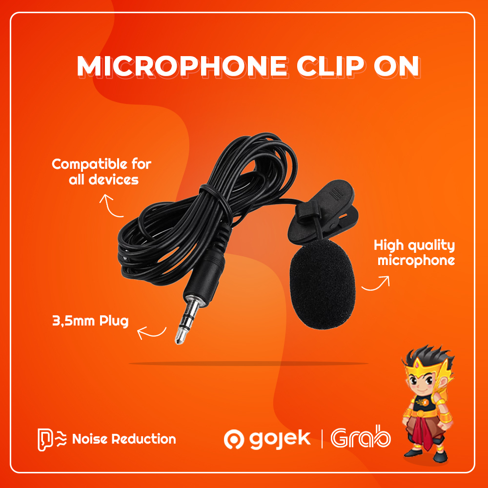 Mic Clip On Jepit Jack 3.5mm Microphone Vlogger Youtuber Recording