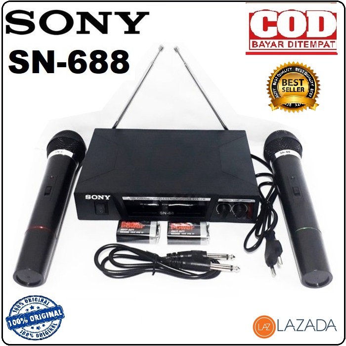 Mic Wireless Sony SN688 New Double WirelesHitam microfon Vocal joss