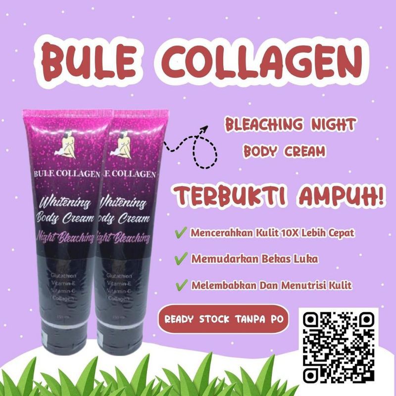 NIGHT BLEACHING BULE COLLAGEN BPOM️ WHITENING BODY CREAM 100 ORIGINAL