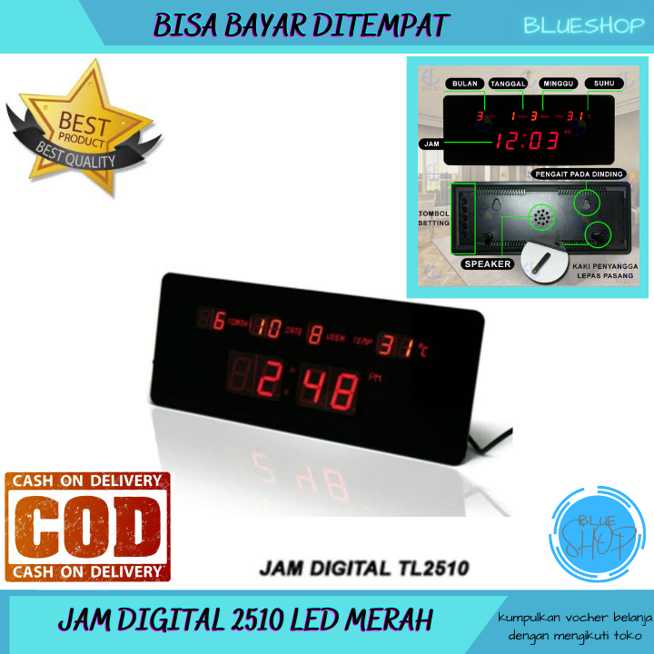 Jam Dinding Digital Led / Jam digital led tl 2510 merah bisa di meja
