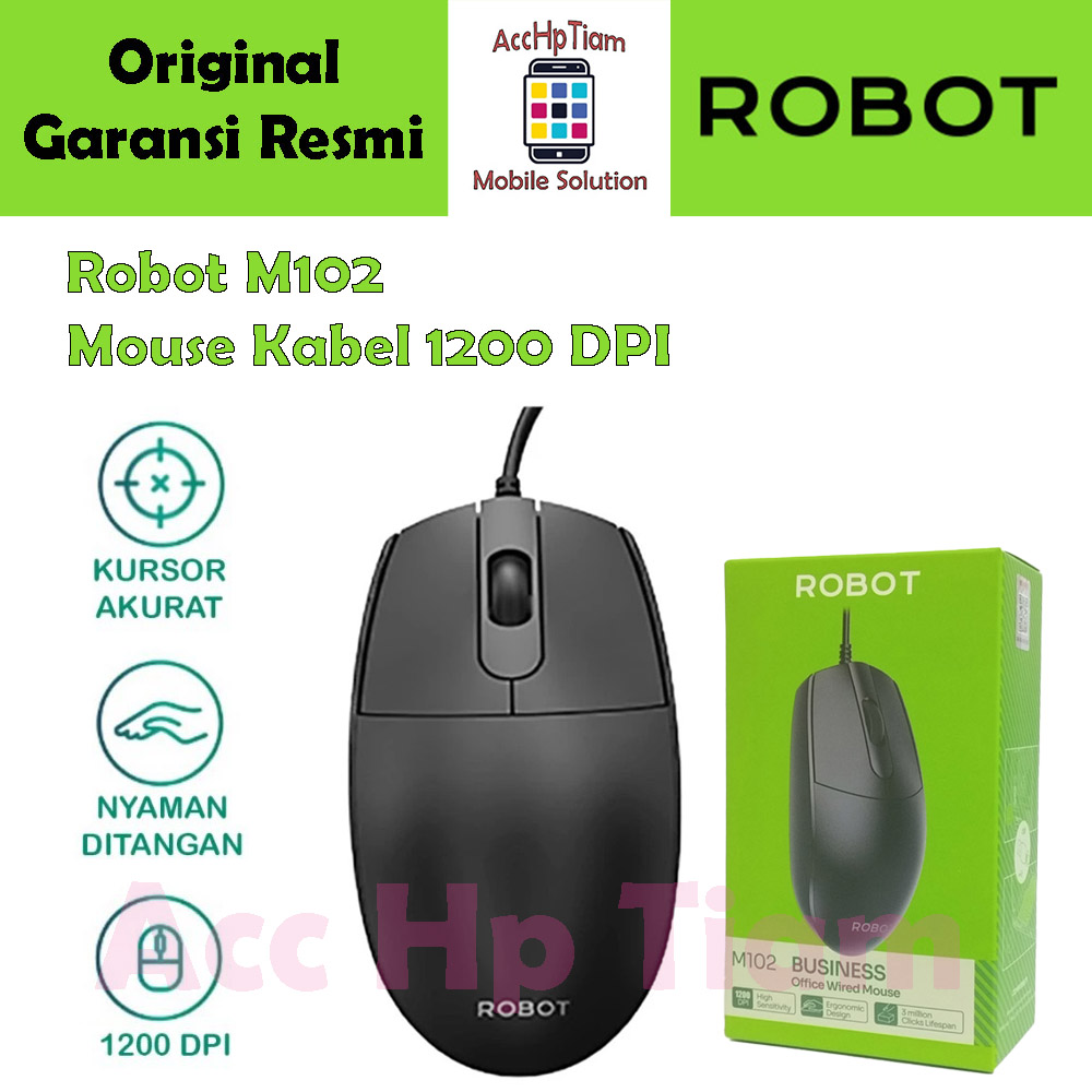 Mouse Robot M102 Kabel 1200 DPI Simple Akurasi Tinggi Original Garansi ...