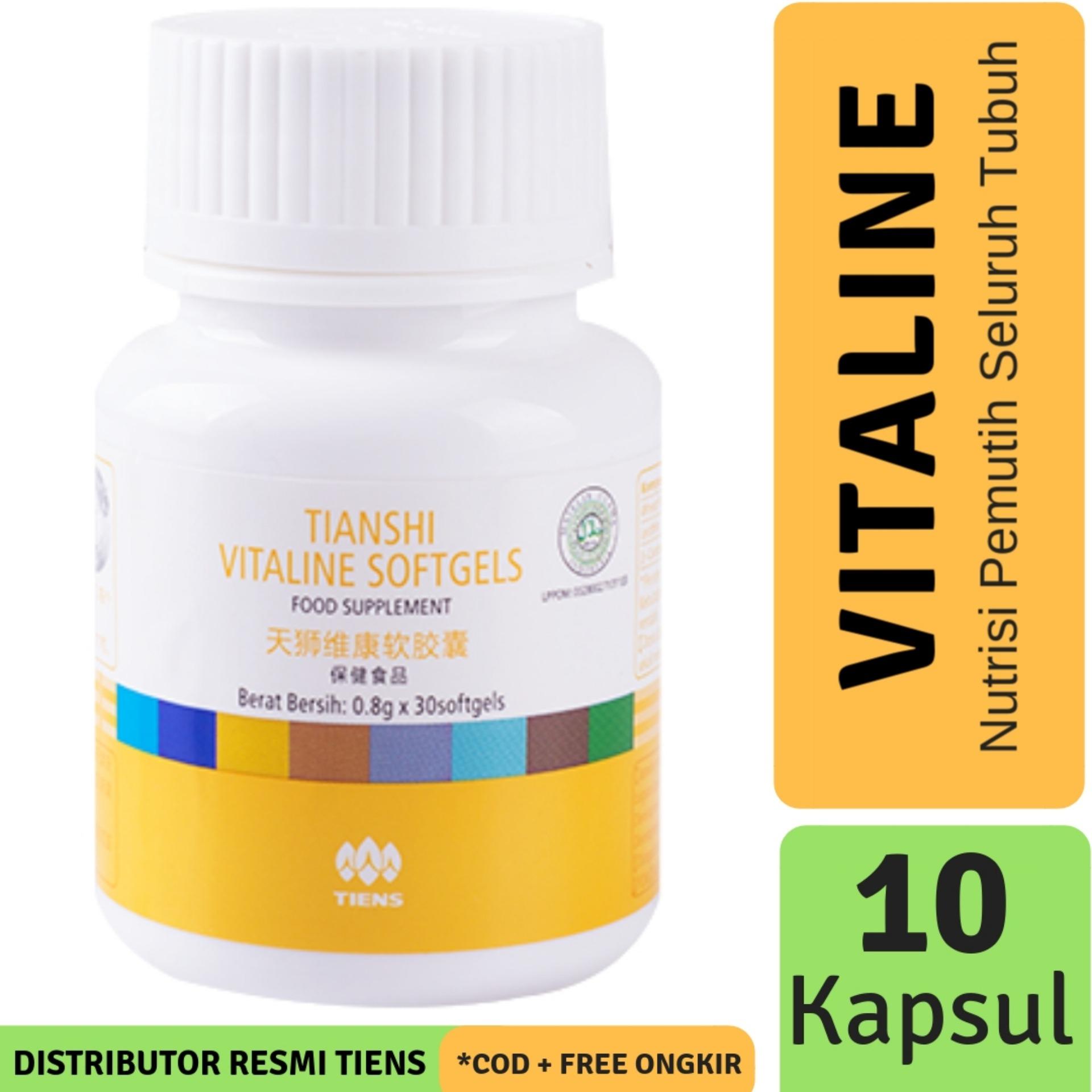 Vitaline Tiens Pemutih Seluruh Tubuh dan Wajah Membuat Kulit Cerah Bersih dan Bersinar Kemasan 10 Kapsul Softgels Bisa Bayar Di Tempat