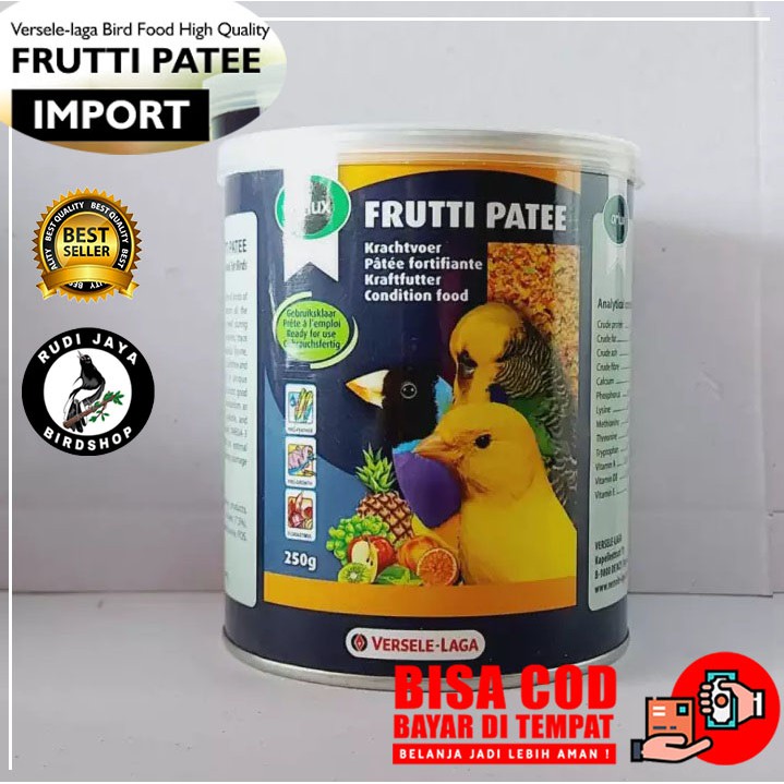 Jual frutti patee cede buah impor untuk burung kemasan kaleng