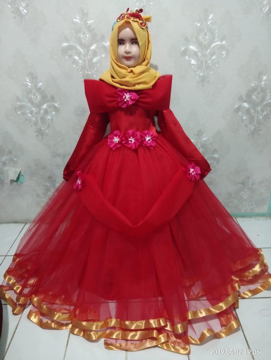 Gaun Pesta Anak Muslimah Satu Set Size 7 11 Thn