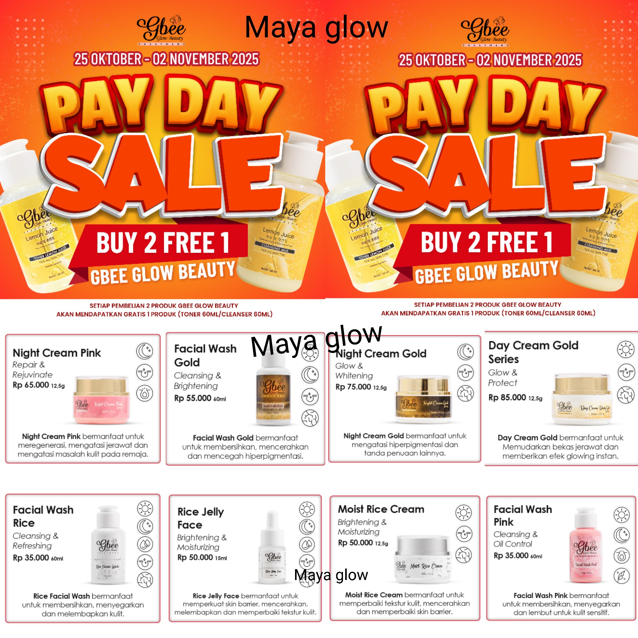 GBEE Kemasan baru Ecer Skincare Glow Beauty Mencerahkan dan